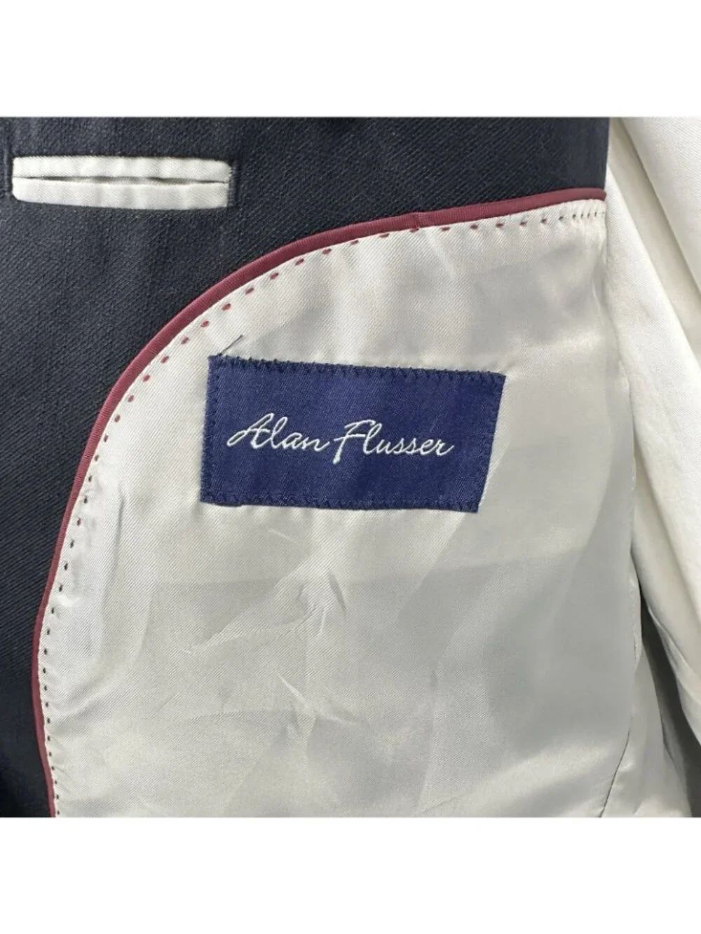 NEW ALAN FLUSSER black blazer 48R silver crest buttons executive sport coat
